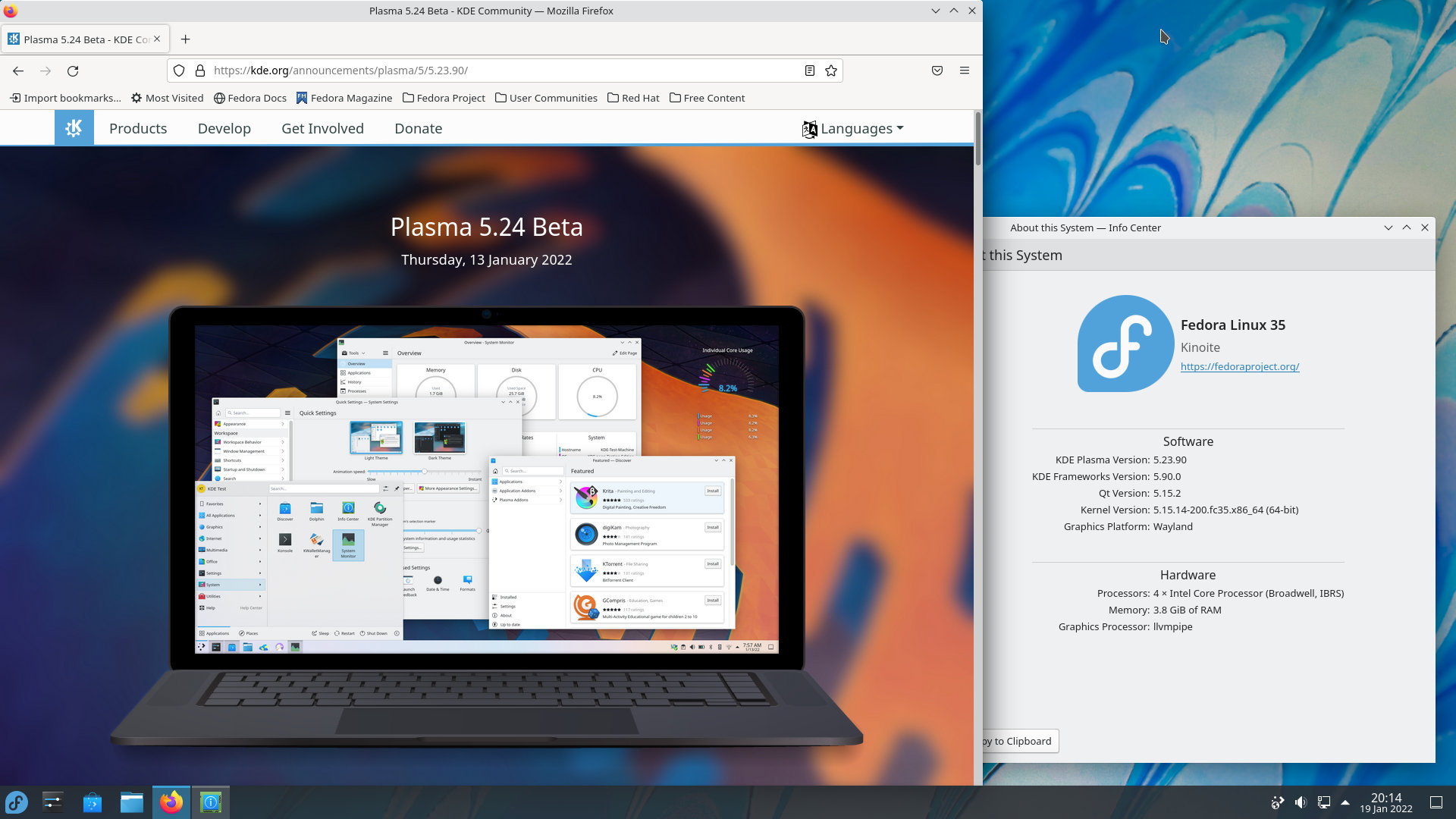 Fedora Kinoite 35 with the KDE Plasma 5.24 Beta